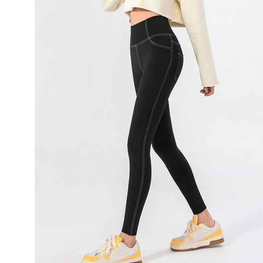 Pantalones Yoga Denim Blanco Minimalista para Mujer - Image 3