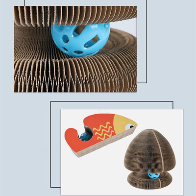 Rascador Plegable Corrugado para Gatos con Campana y Marco de Escalada - Image 4