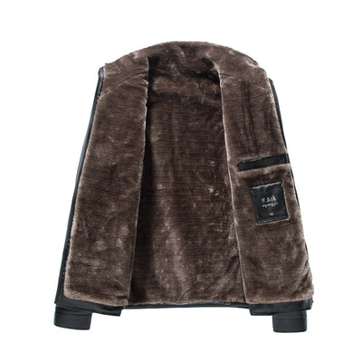 Chaqueta de Cuero con Cuello Mao Acolchada para Hombre - Image 3