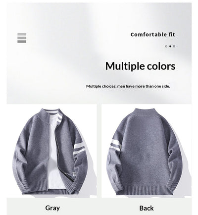 Chaqueta Térmica Tejida para Hombre con Cuello Mock y Mangas Largas - Image 13