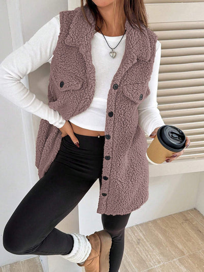 Chaleco Cardigan de Botones Abiertos en Felpa Premium - Image 10