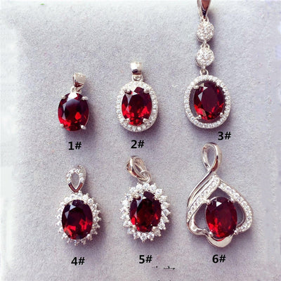 Colgante de Granate Mozambique Rojo Natural para Mujer
