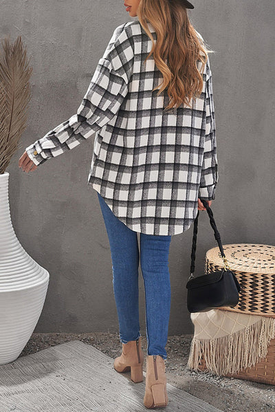 Camisa Abrigo de Lana a Cuadros para Mujer - Manga Larga Casual - Image 4