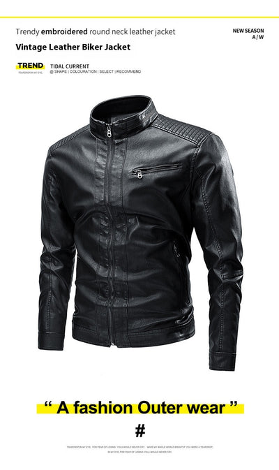 Chaqueta de Cuero para Motociclista Retro - Estilo Casual Primavera Otoño - Image 17