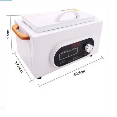 White high temperature disinfection cabinet with digital display, control knob, and wooden handle for beauty and nail tools. - Image 4