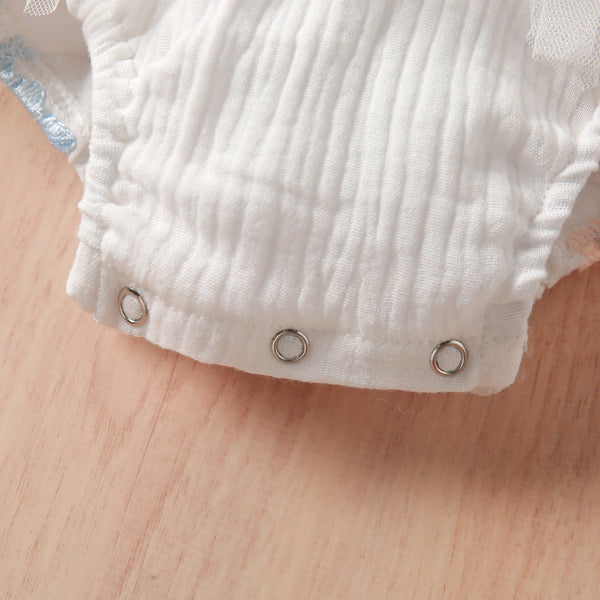Mono de Encaje para Bebé Niña con Mangas de Tul Bordado