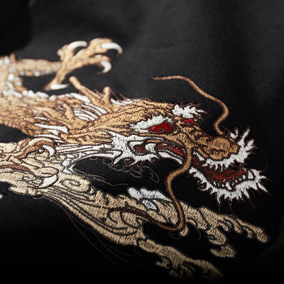 Sudadera con Capucha Bordada Dragón Estilo Industrial para Hombre - Image 4