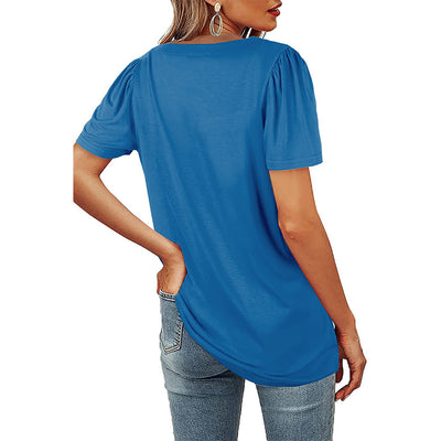 Camiseta de Cuello Cuadrado con Rayas Fruncidas para Mujer - Image 42