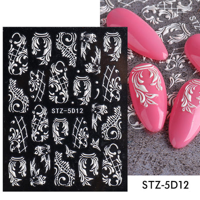 Stickers de Uñas 5D con Rosas Talladas en Estéreo - Image 7