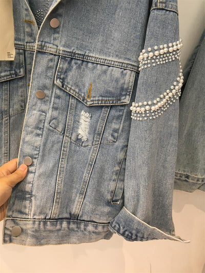 Chaqueta de Mezclilla con Detalles de Perlas - Image 6