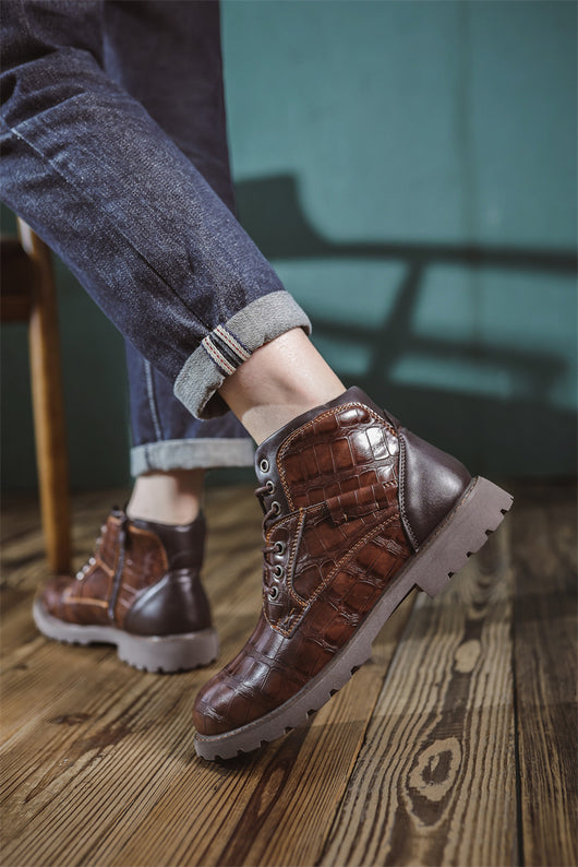 Botas de Cuero Retro con Cierre Lateral para Aventuras Urbanas - Image 38