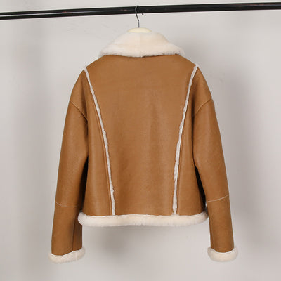 Chaqueta Elegante de Cuello Alto con Detalles de Pelaje para Mujer - Image 8