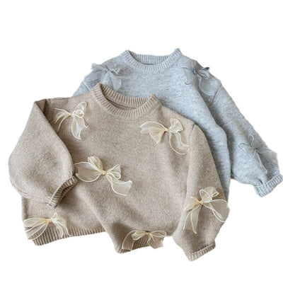 Suéter Infantil con Moño - Tejido Elegante para Niñas - Image 5