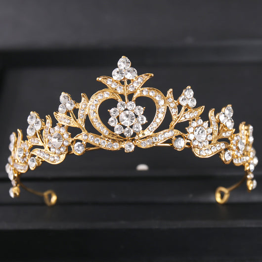 Corona de Novia Estilo Barroco con Perlas y Pedrería de Aleación - Image 3