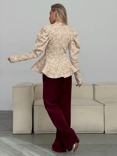Blusa Retro Cuello Parado con Mangas Abullonadas - Image 17