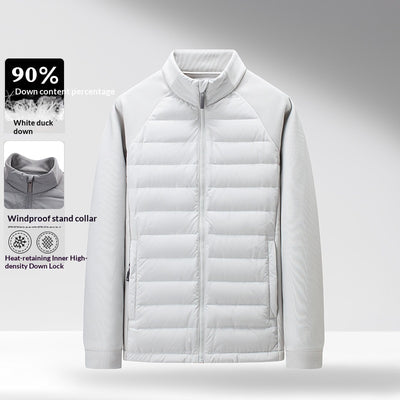 Chaqueta Acolchada de Plumón Ligera y Cálida con Cuello Alzado y Parches - Image 8