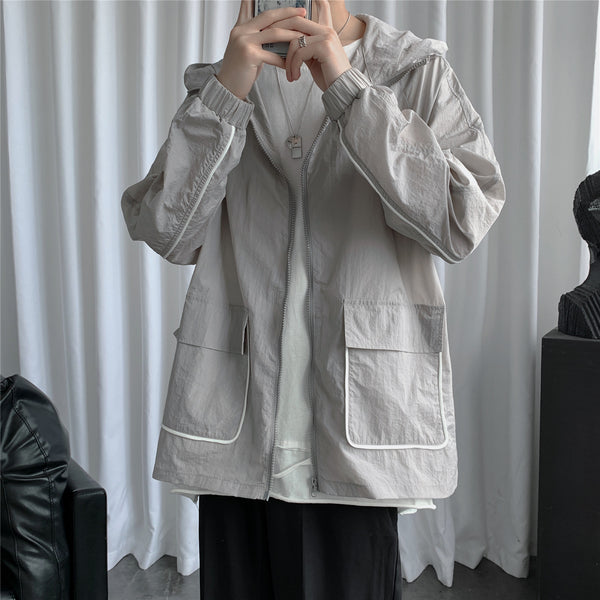 Chaqueta Holgada Estilo Hong Kong con Capucha Transpirable