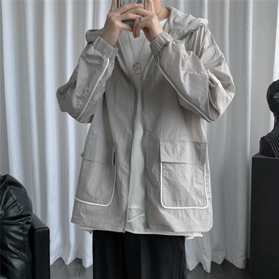 Chaqueta Holgada Estilo Hong Kong con Capucha Transpirable