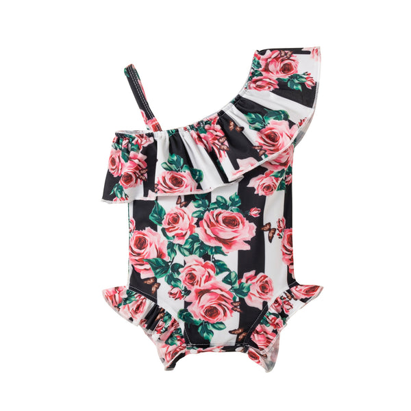 Traje de Baño Entero para Bebé Niña con Estampado Floral Rosa