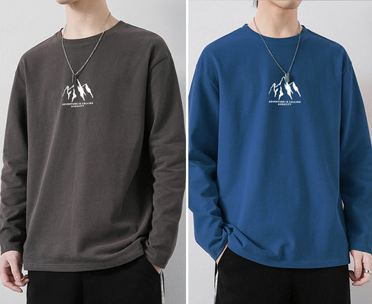 Camiseta de Algodón Manga Larga Suelta para Hombre - Image 12