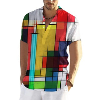 Camisa de Lino Cuadros Hombre - Manga Plaid Elegante