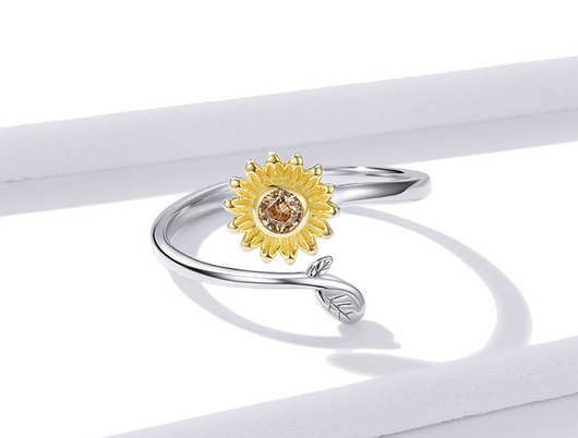 Anillo Ajustable Flor Margarita Plata Fina para Mujer - Image 8