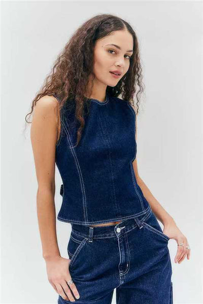Chaleco Denim Casual sin Mangas Cintura Alta - Image 6