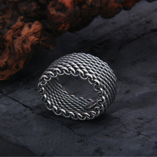 Anillo de Plata Esterlina 925 Tejido a Mano Turco