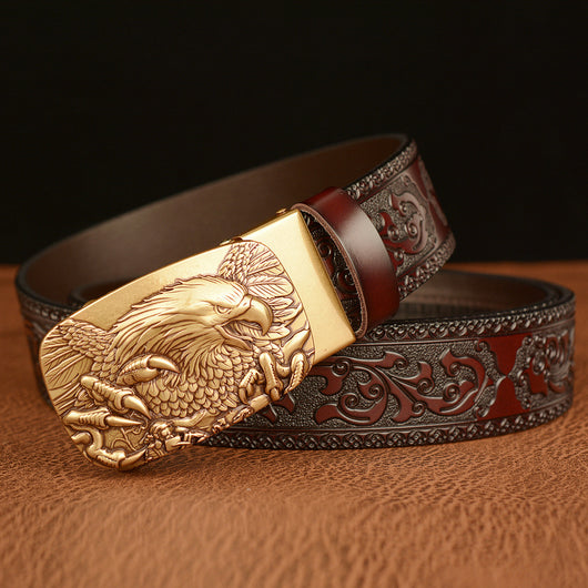 Cinturón de Cuero con Hebilla Automática y Águila Grabada Personalizada - Image 3