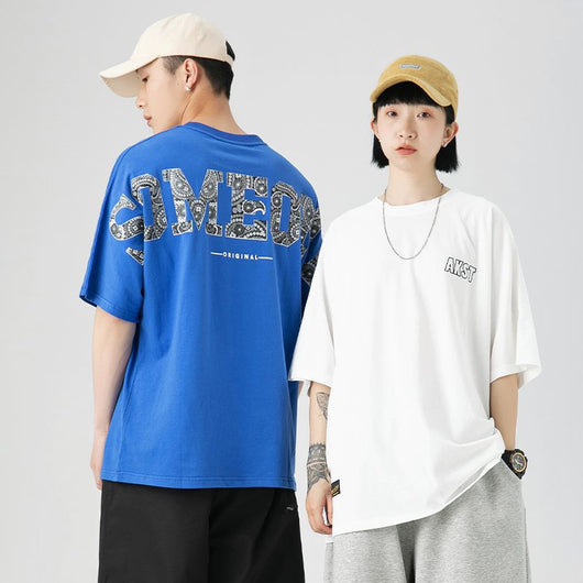 Camiseta Hombre Flores Lazy Suelta Manga Corta