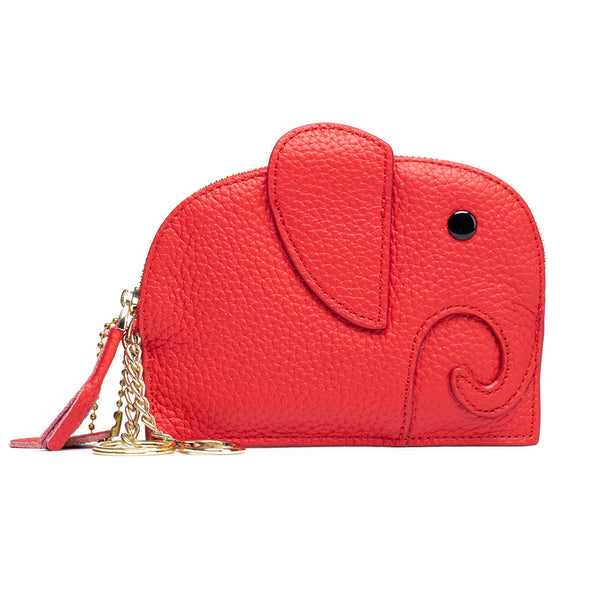 Monedero de Cuero Genuino Elefante Lindo - Cartera Mini Creativa