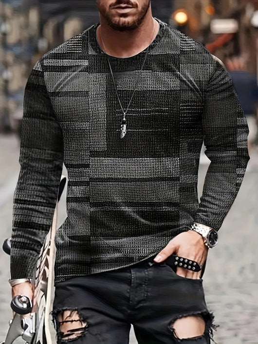 Playera Manga Larga Cuello Redondo con Estampado Digital 3D para Hombre - Image 13
