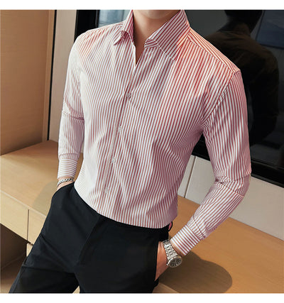 Camisa de Vestir Hombre Talla Grande a Rayas sin Planchado - Image 11
