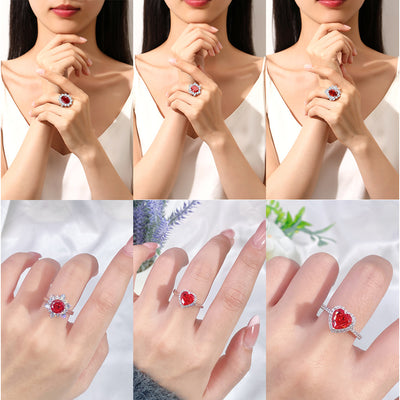 Anillo Vintage Rubí Rojo Sangre de Paloma con Diamante T Square en Plata 925 - Image 4