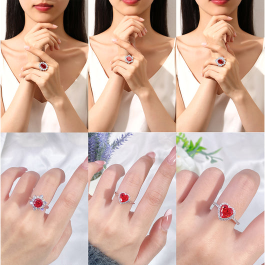 Anillo Vintage Rubí Rojo Sangre de Paloma con Diamante T Square en Plata 925 - Image 4