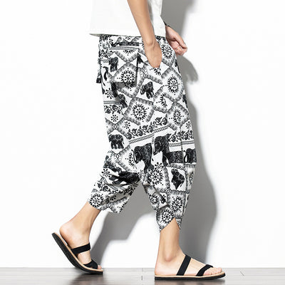Pantalones Baggy de Algodón y Lino con Estampado - Corte Suelto y Cómodo - Image 5