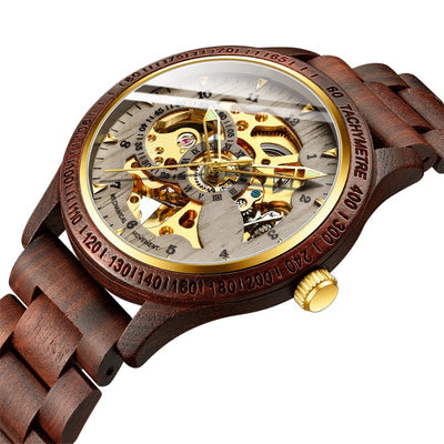 Reloj Mecánico Automático Hueco de Sándalo para Hombre - Image 5
