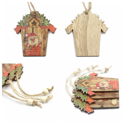 Adorno Navideño de Madera - Casa Creativa con Reno y Papá Noel - Image 6