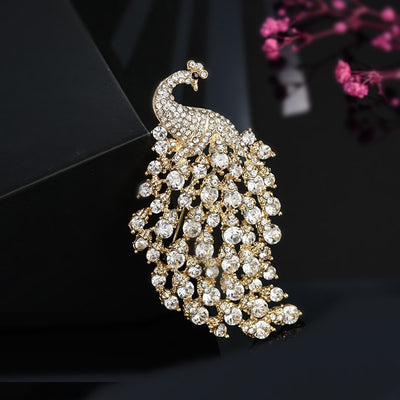 Broche Pavo Real con Cristales para Novia - Joya Elegante para Bufanda - Image 6