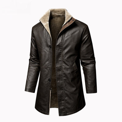 Abrigo de Cuero PU Talla Grande para Hombre - Corte Extendido - Image 3