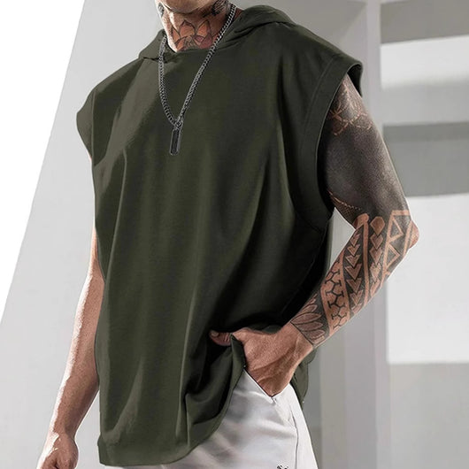 Chaleco Deportivo Holgado sin Mangas con Capucha para Hombre - Image 4