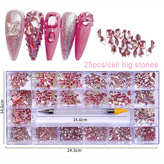 Organizador de Joyería Manicura 21 Compartimentos con Caja de Vidrio y Bolígrafo de Diamante - Image 16