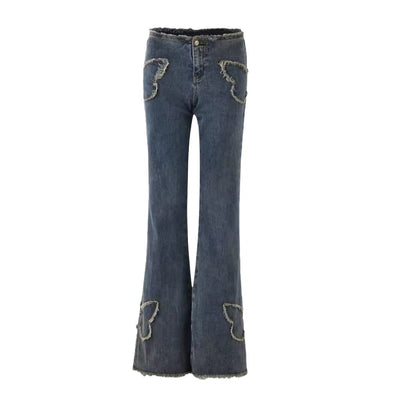 Jeans Slim Fit Retro con Bordado de Mariposas para Mujer - Image 5