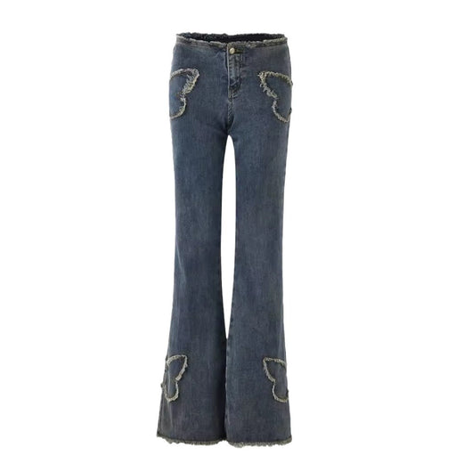 Jeans Slim Fit Retro con Bordado de Mariposas para Mujer - Image 5
