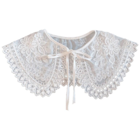 Chal Femenino con Cuello de Encaje Organza Bordado y Flores - Image 13