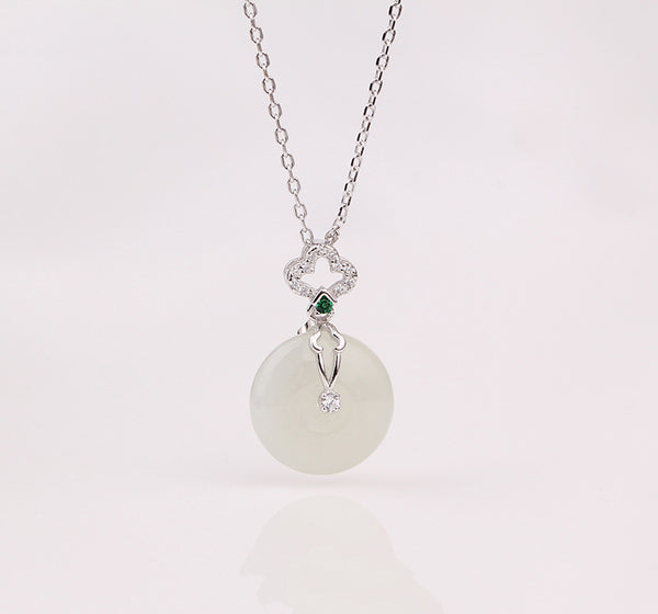 Collar de Plata 925 con Jade Hetian Natural Estilo Chino Contemporáneo - Image 6