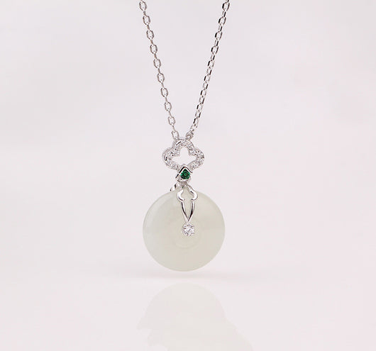 Collar de Plata 925 con Jade Hetian Natural Estilo Chino Contemporáneo - Image 6
