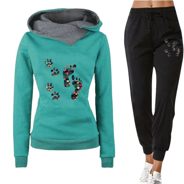 Conjunto Sudadera Estampado Floral con Pantalón Cómodo para Mujer