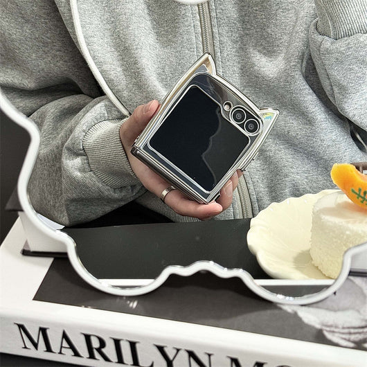 Funda Plegable para Teléfono con Orejas de Gato y Acabado Electrochapado Transparente - Image 7