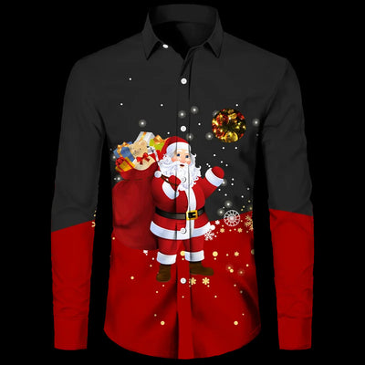 Camisa Hawaiana Navideña 3D Digital Hombre Talla Grande Casual Retro - Image 3